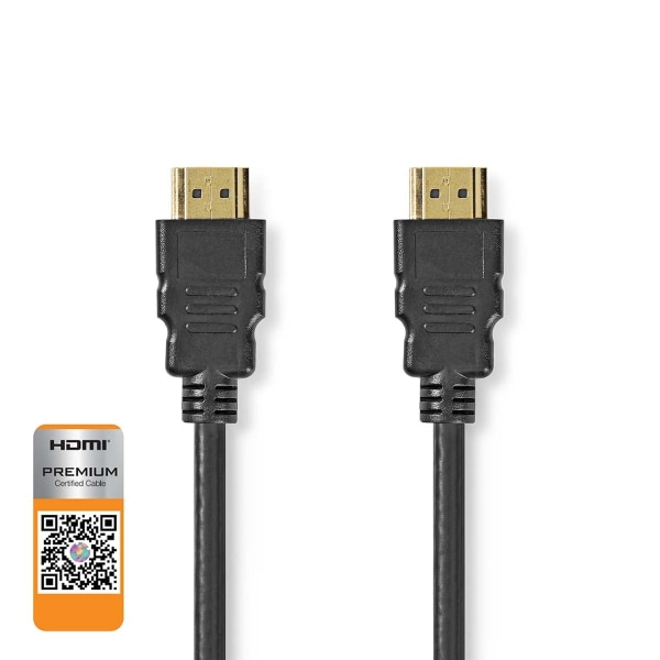 Nedis Premium High Speed â€‹â€‹HDMI â„¢ kabel med Ethernet | HDMIâ„¢ Stik | HDMIâ„¢ Stik | 4K@60Hz | 18 Gbps | 0.50 m | Runde | PVC | Sort | Label