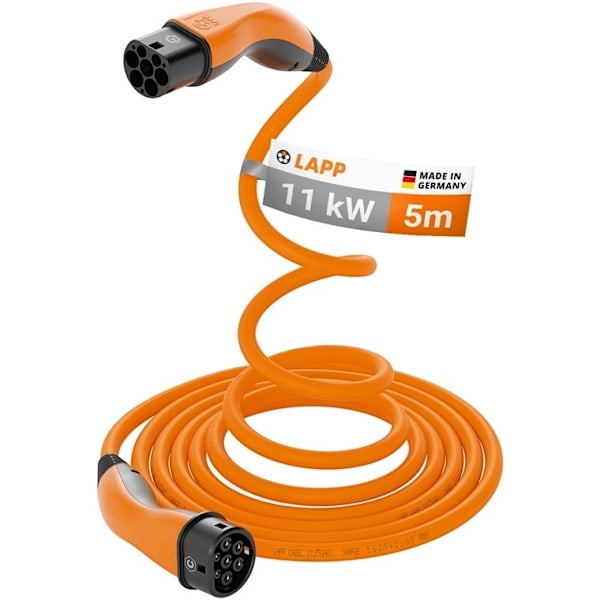 LAPP MOBILITY HELIX laddkabel Typ 2, upp till 11 kW, m, orange (5555935013) 20 A, 3-fas, för laddning av hybrid- och elbilar med Typ 2-anslutning