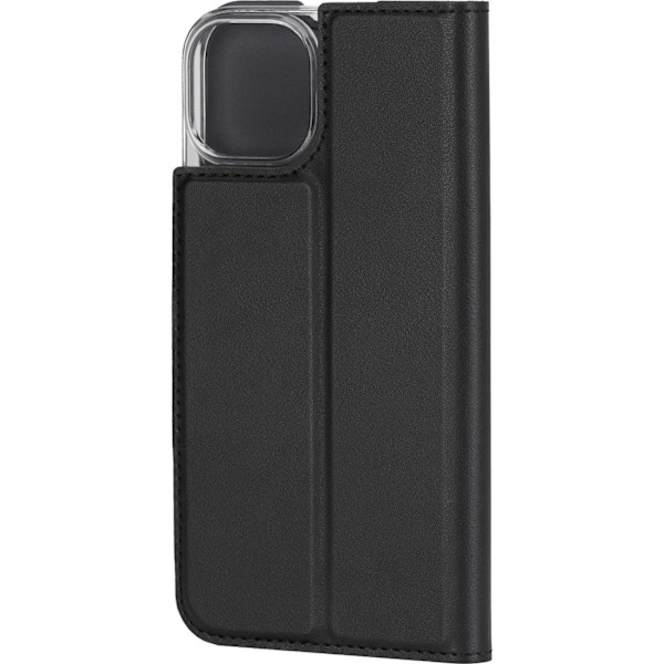 FoneKit BookCase -suojakotelo, iPhone 15, musta Svart