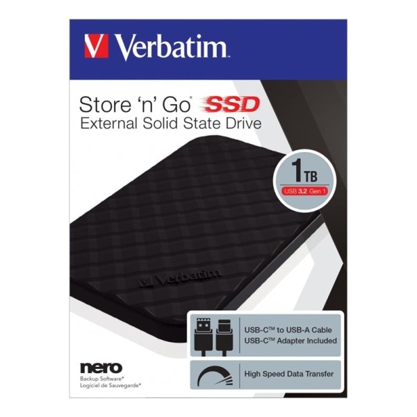 Verbatim Store 'n' Go portable SSD USB 3.2 Gen1 1TB Black USB-C