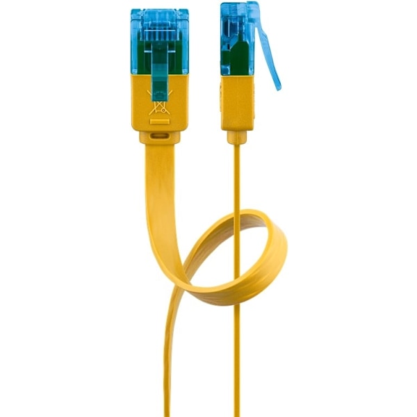Goobay CAT 6A platt patchkabel, U/UTP, gul kopparledare (CU), 3 m
