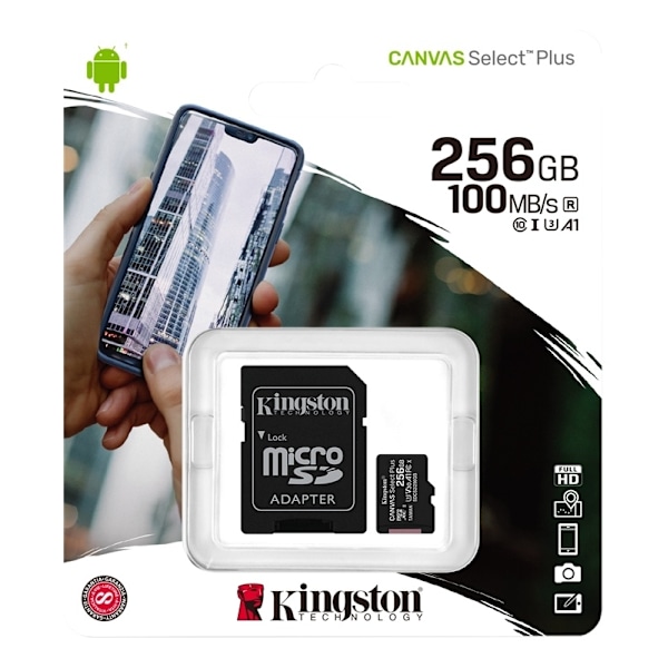 Kingston 256GB micSDXC Canvas Select Plus 100R A1 C10 Card + ADP