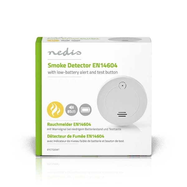 Nedis Röklarm | Batteridriven | Batterilängd upp till: 1 år | EN 14604 | Med testknapp | 85 dB | ABS | Vit