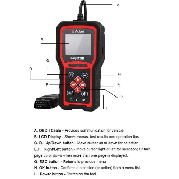 Vident iEasy320 HD Diesel&Petrol OBDII/EOBD CAN Felkodsläsare