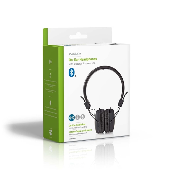 Nedis Trådlösa On-Ear hörlurar | Maximal batteritid: 15 timmar | Inbygd mikrofon | Tryck på Kontroll | Stöd för röststyrning | Volymkontroll | Svart Svart