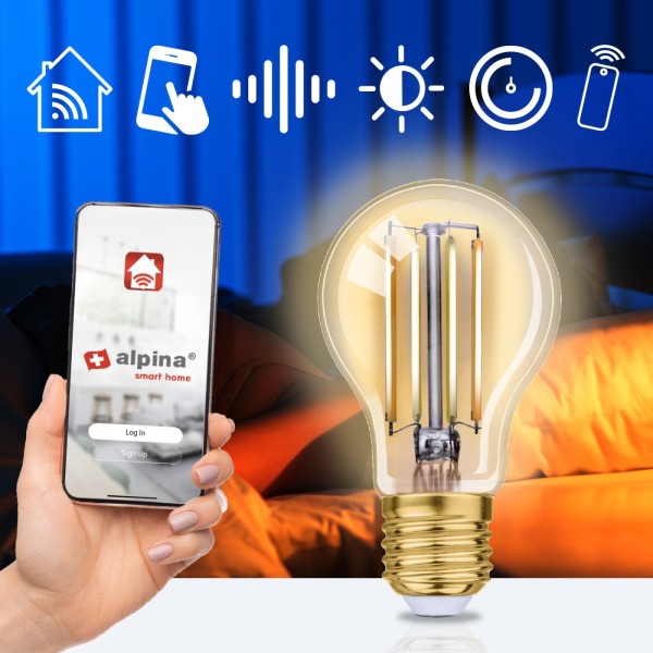 Alpina WiFi Smart E27 LED Filament Varmvit 5,5W 470 lm