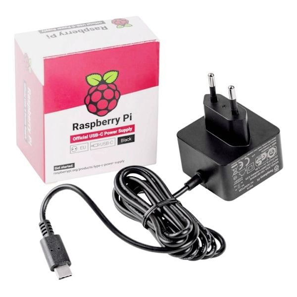 Raspberry Pi 4 Eu Power Supply Black musta