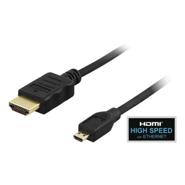 DELTACO HDMI A - Micro kabel, HDMI High Speed with Ethernet, 1m,