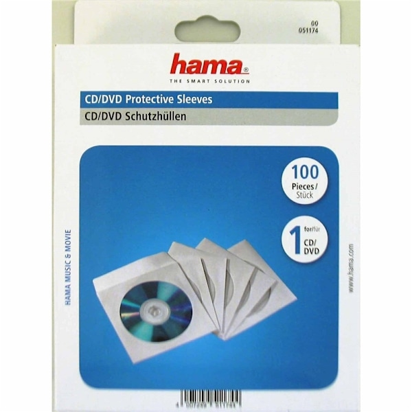 CD/DVD-skyddspapper, vita, 100-pack