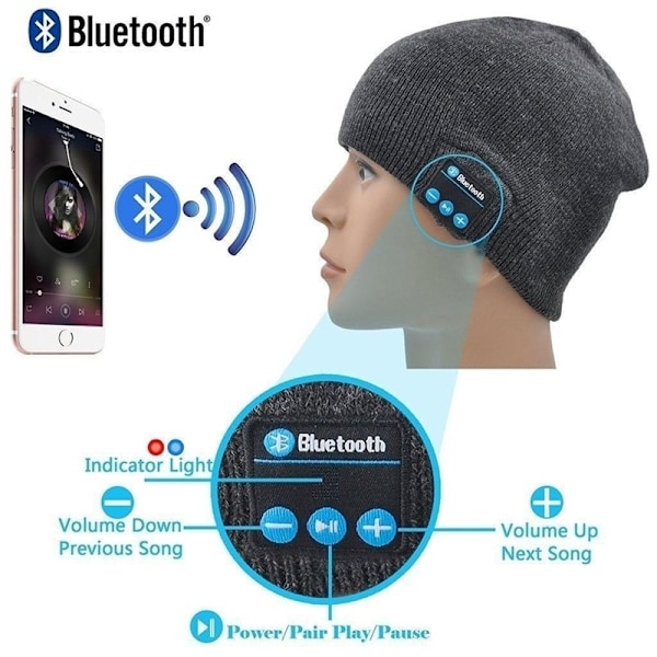 Strikket hue med indbyggede Bluetooth-hovedtelefoner, Cerise Rosa
