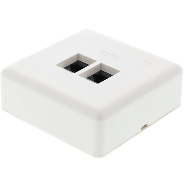 DELTACO Vägguttag utanpåliggande, UTP 2xRJ45, Cat6 (VR-34)