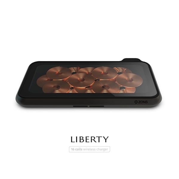 Zens Dual Bordlader Qi Liberty 16 coils 2x15W Glass Top Edition (Apple & Samsung QC)