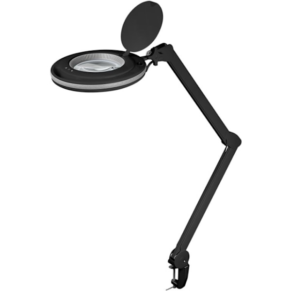 Goobay LED-luplampe med klemme, 9 W, sort 80-730 lm, dæmpbar, 127 mm krystalglaslinse, 1,75x forstørrelse, 3 dioptrier Sort