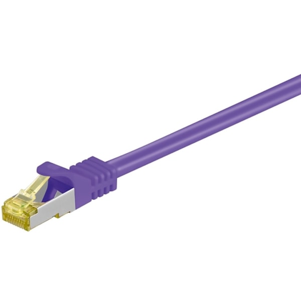 Goobay RJ45 patchkabel S/FTP (PiMF), 500 MHz, med CAT 7 råkabel, violett, 0,5 m LSZH halogenfri kabelhölje, koppar, RJ45-kontakt (CAT 6A)