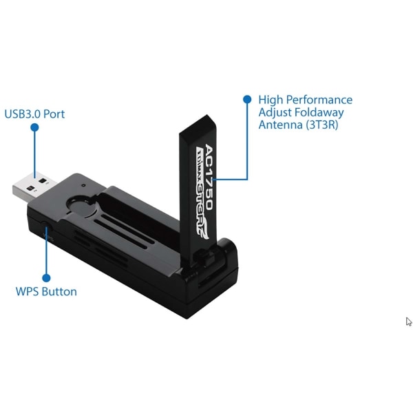 Edimax Kaksitaajuuksinen AC1750 Wi-Fi USB 3.0 -sovitin 180 astet