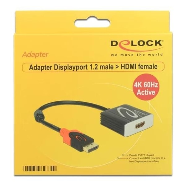 DeLOCK DisplayPort till HDMI-adapter, aktiv, 4K i 60Hz, 0,2m