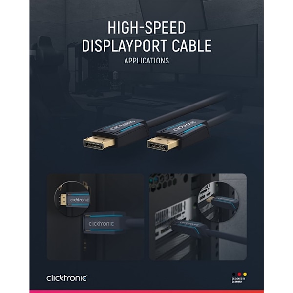 ClickTronic DisplayPort™-kabel Premiumkabel | 1x DisplayPort™-kontakt  1x DisplayPort™-kontakt | 15,0 m | UHD 4K @ 60 Hz