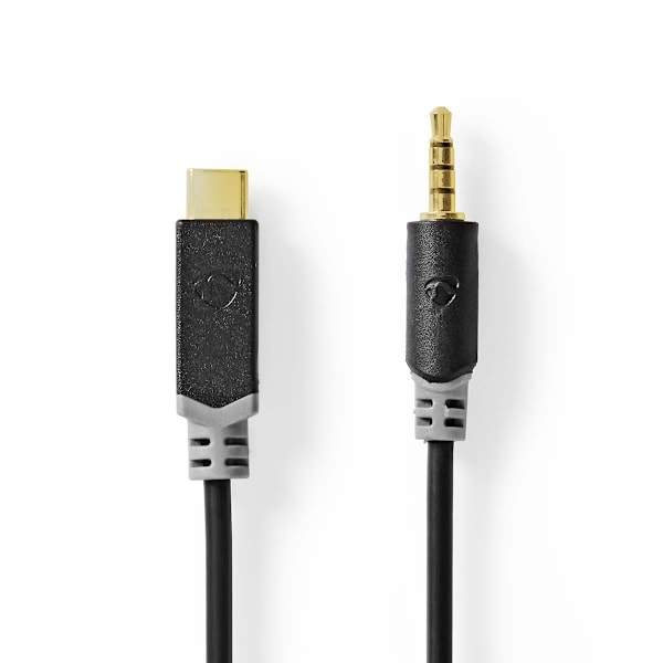 Nedis USB-C™ Sovitin | USB 2.0 | USB-C™ Uros | 3.5 mm uros | 1.00 m | Pyöreä | Kullattu | PVC | Musta | Laatikko