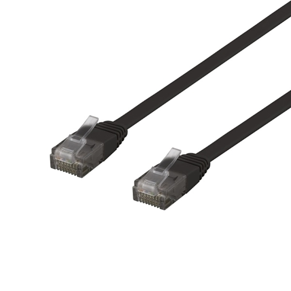 DELTACO U/UTP Cat6 laitekaapeli, litteä, 0,3m, 250MHz, musta
