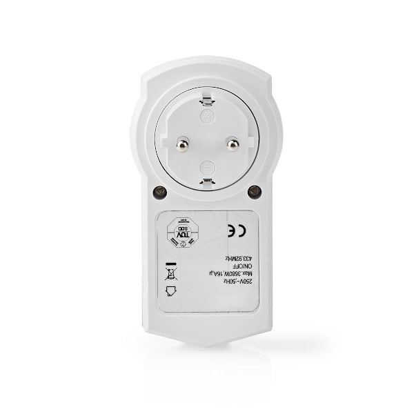Nedis RF-Pistoke | Mesh / 433 MHz | IP20 | 3680 W | Maadoitettu virtaliitin / Tyyppi F (CEE 7/7) | -10 - 40 °C | Valkoinen