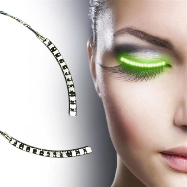 LED-vipper, lysende øjenvipper til fest eller maskerade, Grøn