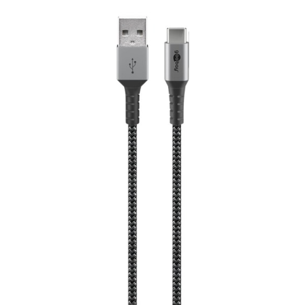 Goobay USB-C™ till USB-A textilkabel med metallkontakter 2 m elegant och extra robust anslutningskabel för enheter med USB-C™-port