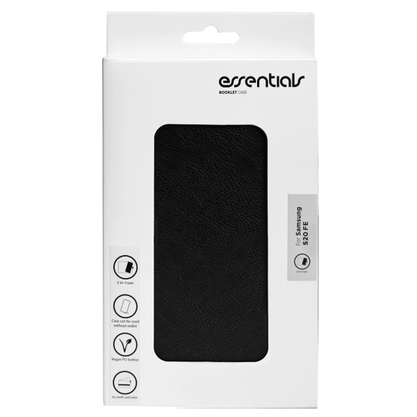 Essentials Samsung S20 FE PU wallet, detach, 3 cards, Black Svart