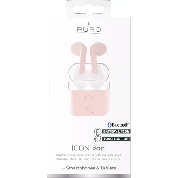 Puro ICON POD, Bluetooth-kuulokkeet ja latauskotelo, Rose Rosa