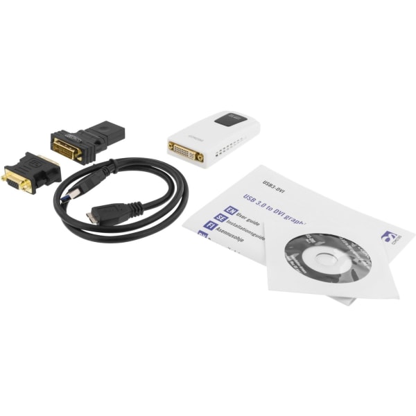 DELTACO PRIME USB 3.0 til DVI/HDMI/VGA-adapter,  fungerer som et