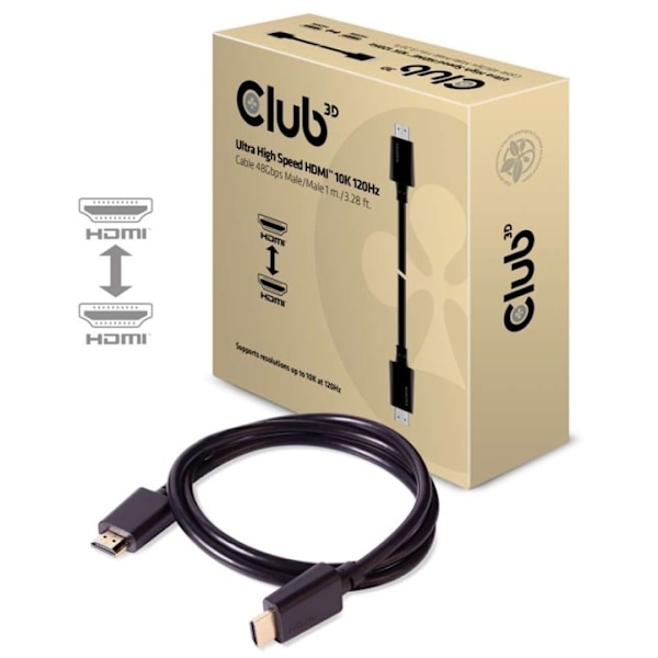 CLUB3D Ultra High Speed HDMI 2.1 Cable 10K 120Hz, 48Gbps Male/Male 1 m./3.28 ft.