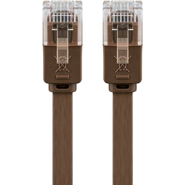 Goobay CAT 6 platt patchkabel, U/UTP, mörkbrun kopparledare (CU), 0.5 m