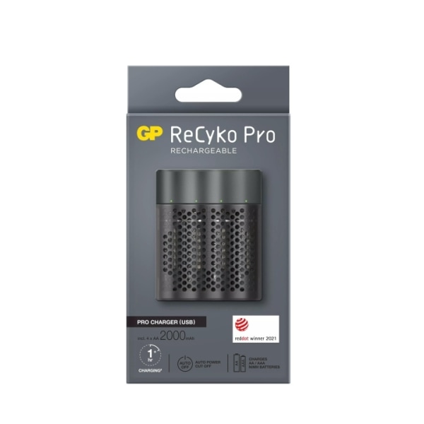 GP ReCyko Pro oplader USB m/4xAA 2000mAh (PB)