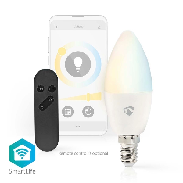 Nedis SmartLife LED-Lamppu | Wi-Fi | E14 | 470 lm | 4.9 W | Lämpimästä kylmään valkoiseen | 2700 - 6500 K | Android™ / IOS | Kynttilä | 1 kpl