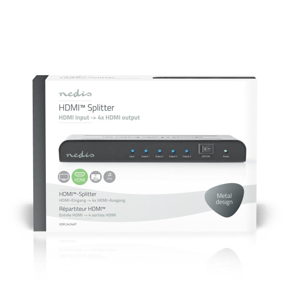 Nedis HDMI ™ Splitter | 4-Port port(s) | HDMI™ ingång | 4x HDMI™