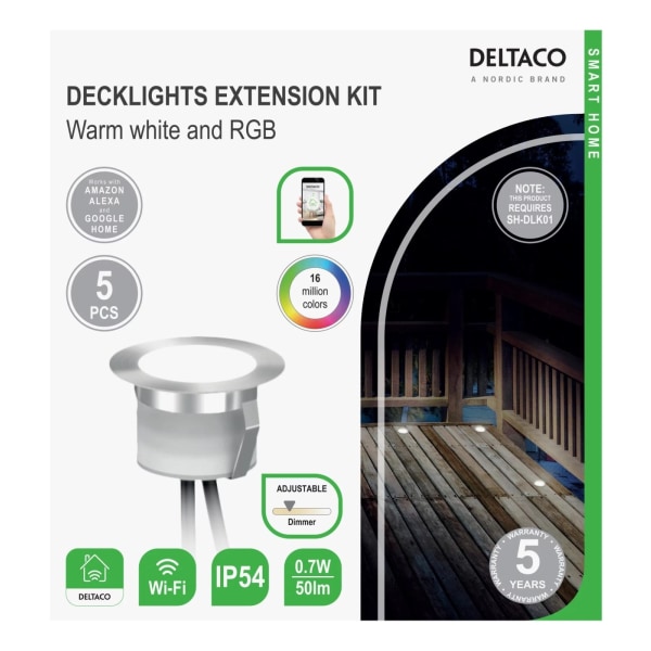 Deltaco Smart H decklight extens kit 5 lights warm white light R