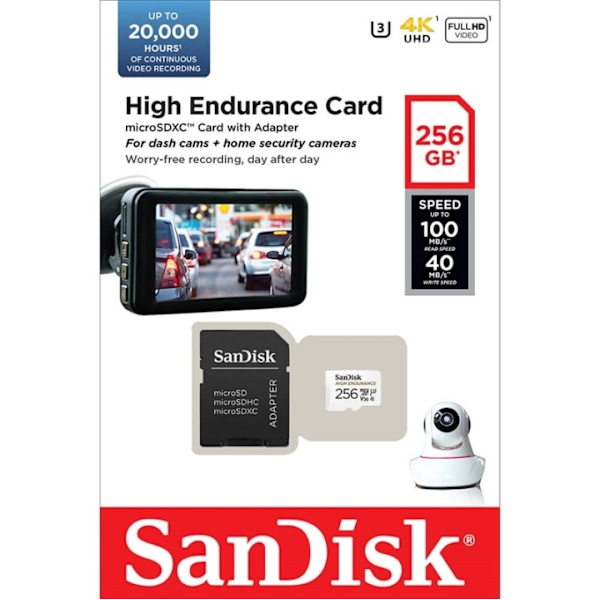 SANDISK Minneskort MicroSDXC 256GB High Endurance med adap