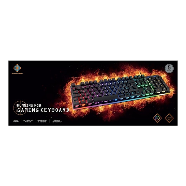 DELTACO GAMING DK220 tangentbord, membranbrytare, nordisk, RGB