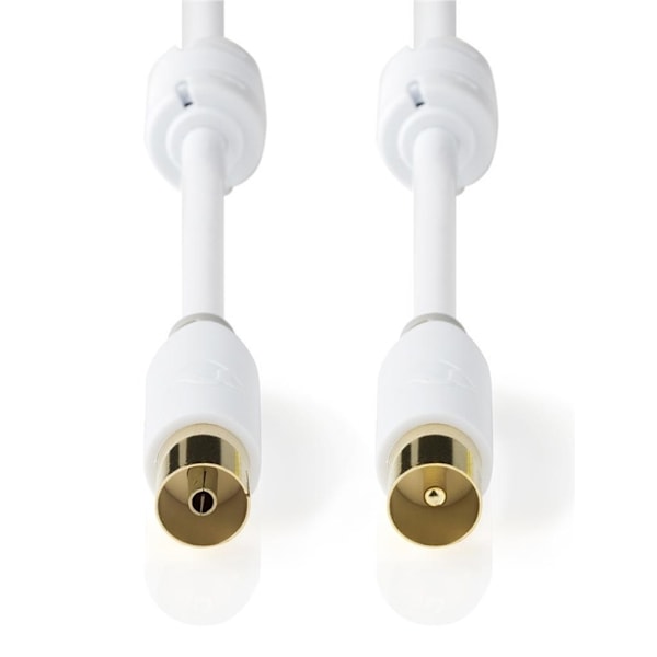 Nedis Koaksiaalikaapeli | IEC (Coax) Uros | IEC (Coax) Naaras | Kullattu | 100 dB | 75 Ohm | Tuplasuojattu | 10.0 m | Pyöreä | PVC | Valkoinen | Laati