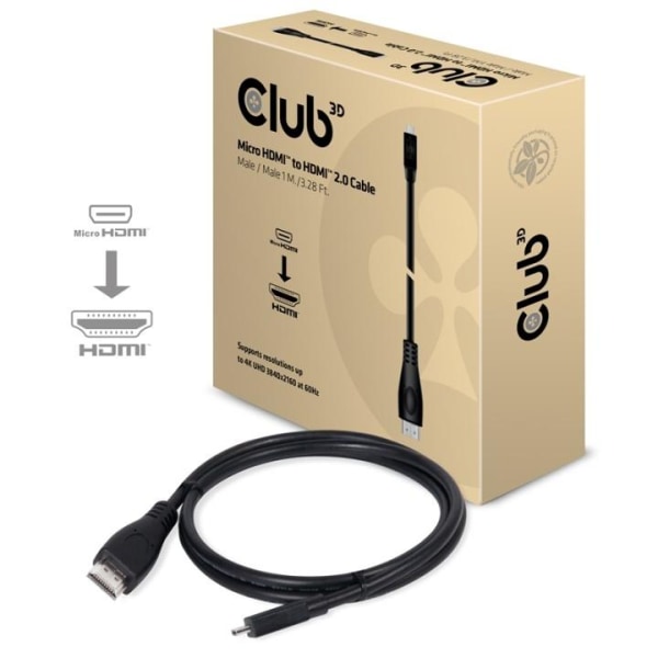 CLUB3D Micro HDMIT to HDMIT 2.0 4K60Hz Cable 1M / 3.28Ft
