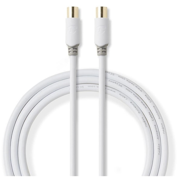 Nedis Koaksiaalikaapeli | IEC (Coax) Uros | IEC (Coax) Naaras | Kullattu | 100 dB | 75 Ohm | Tuplasuojattu | 10.0 m | Pyöreä | PVC | Valkoinen | Laati