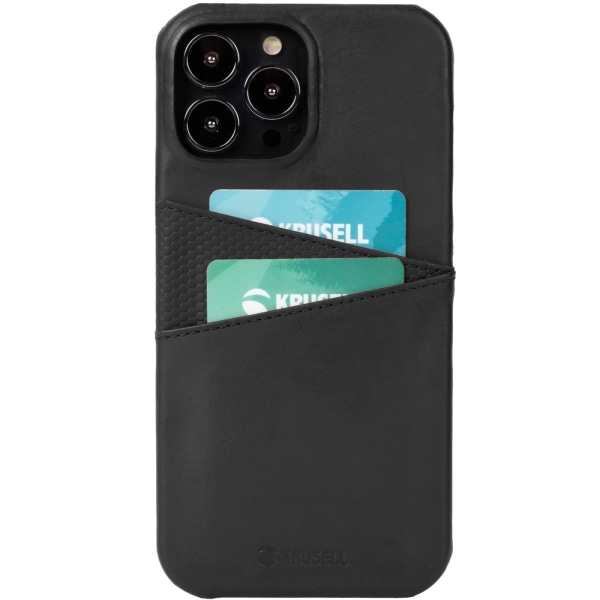 Krusell Leather CardCover iPhone 13 Pro Max Svart Svart