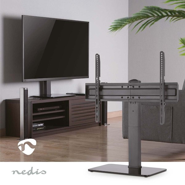 Nedis Fast TV Stand | 37 - 70 " | Maksimal vægt: 40 kg | Justerbare forudfastsatte højder | Hærdet Glas / Stål | Sort