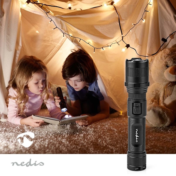 Nedis LED lygte | Batteri | 3.7 V DC | 10 W | Indbygget Lithium-Ion | Batterier medfølger | Opladningsbar | Nominel lysstrøm: 1000 lm | Lysområde: 110