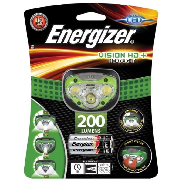 Energizer Pannlampa Vision Hd 3 + 2 Led 200 Lumen