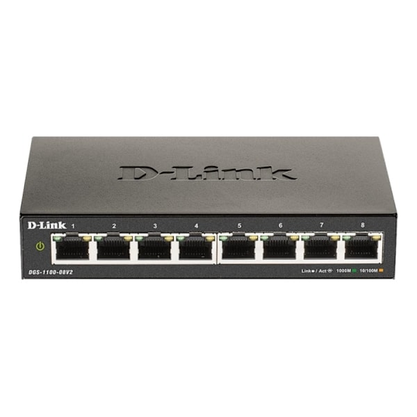 D-Link 8-Port Gigabit Smart Managed Switch, Fanless musta