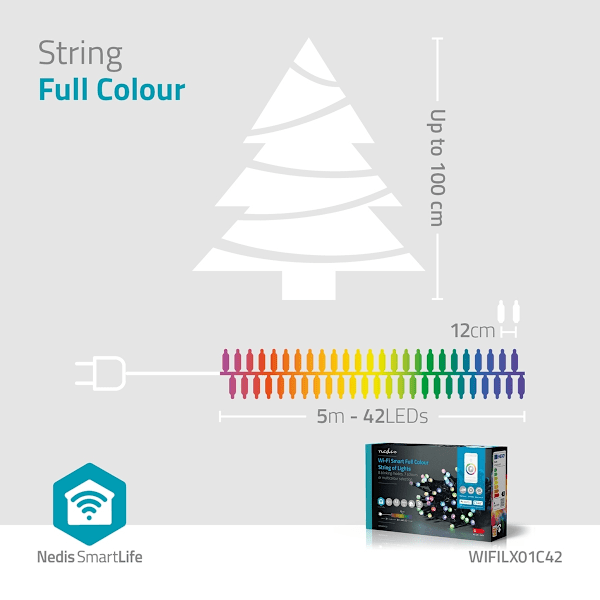 Nedis SmartLife Julbelysning | Sträng | Wi-Fi | RGB | 42 LED's | 5.00 m | Android™ / IOS