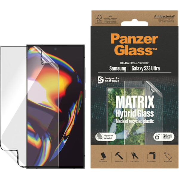 PanzerGlass Matrix skyddsfilm, Easy Aligner, Samsung Galaxy S23 Ultra Transparent