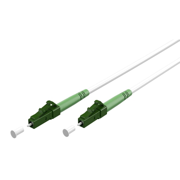 Goobay Lyslederkabel (FTTH), Singlemode (OS2) White, hvid (Simplex), 10 m fiberoptisk kabel, LC-APC (8°) stik > LC-APC (8°) stik, halogenfri kabelkapp