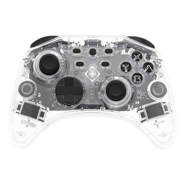DELTACO Nintendo Switch Controller, transparent, RGB, makroknappar