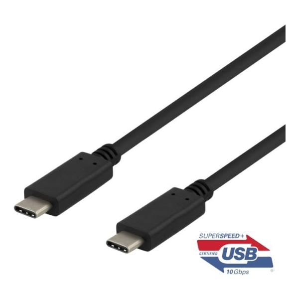 DELTACO USB-C-kaapeli, 0,5m, 10Gbps, 100W, 5A, USB 3.1 Gen 2, musta